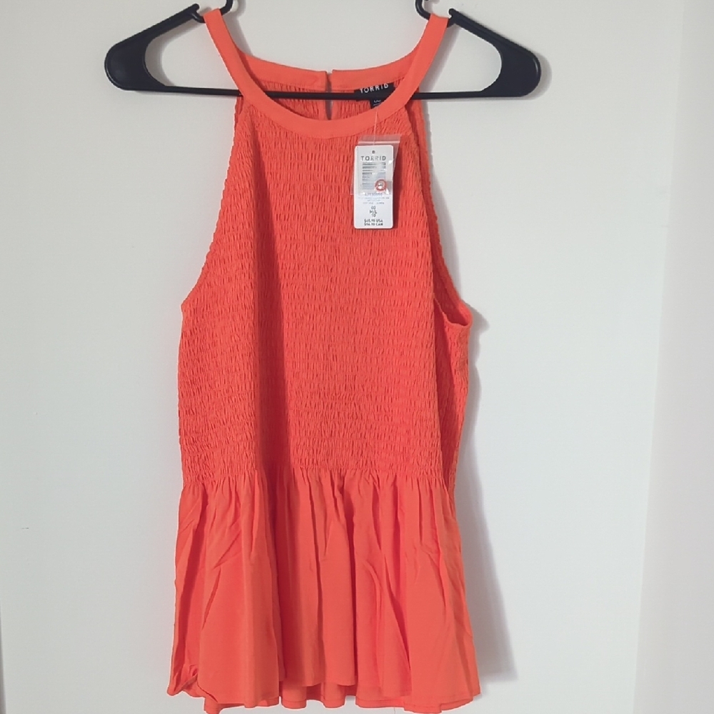Torrid Smocked Tank in Bright Orange